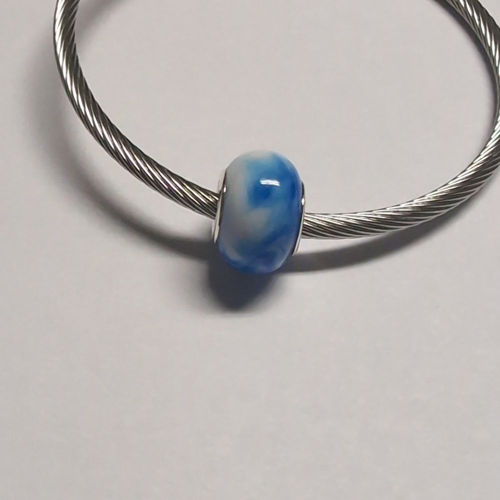 Blended Blue and White Charm for Pandora Style Bracelet
